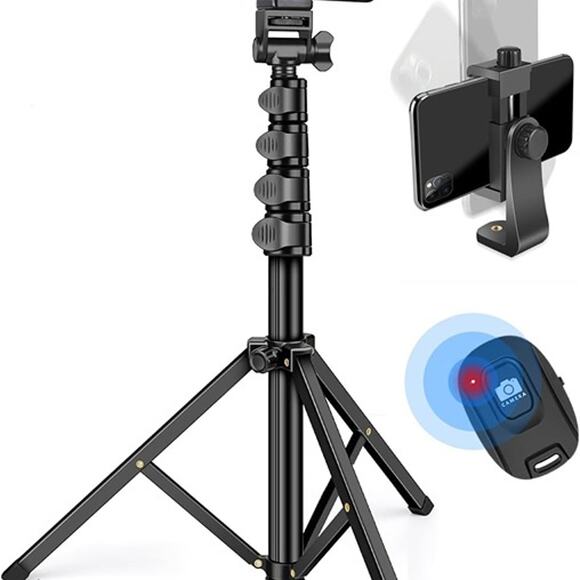 70" Phone Tripod & Selfie Stick, Extendable Cell Phone Tripod Stand - Picture 1 of 3